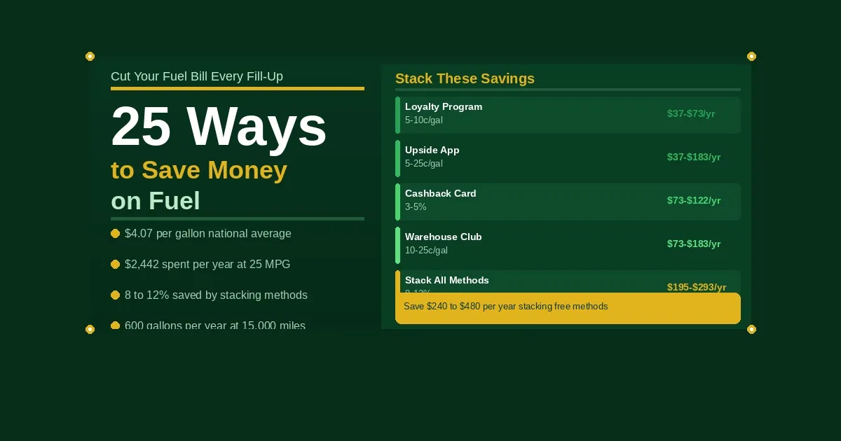 25 proven ways to save money on fuel with savings checklist